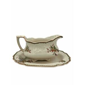 Devon Myott Staffordshire England Gravy Boat With Underplate 1930’s 7”